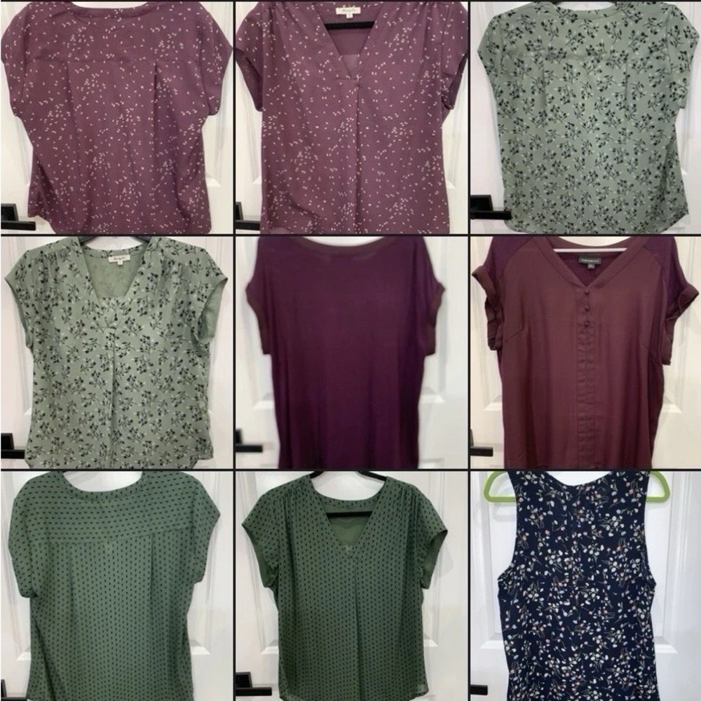 Mixed Short-Sleeve Blouse Set — Plum, Sage & Navy Mix
All from Stitch Fix
